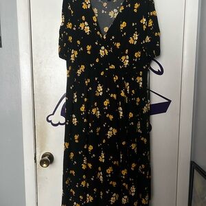 Torrid Black Dress with Yellow Floral Print